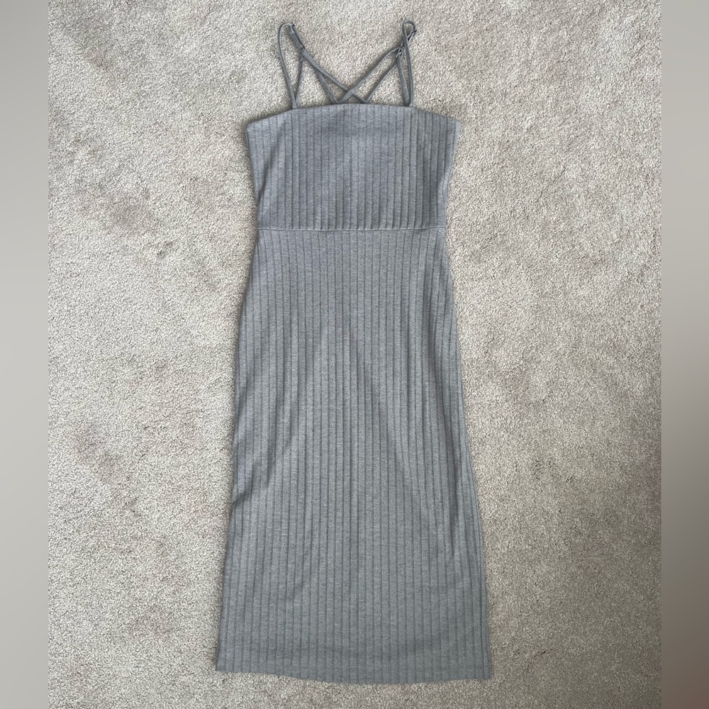 Socialite Light Gray Strappy Midi Dress